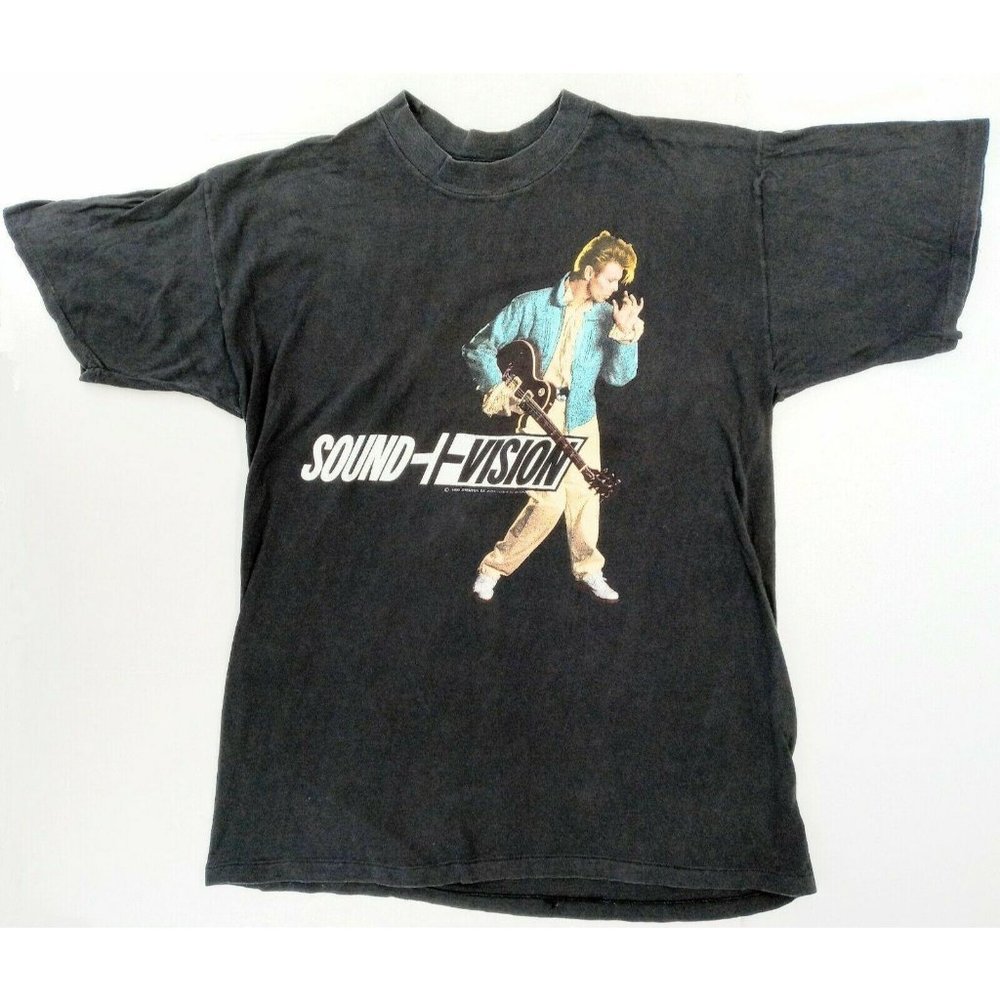 Vintage David Bowie Tour XL Sound + Vision T-Shirt 1990 Original Black Brockum